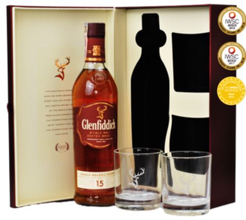 Glenfiddich 15YO 40% 0,7L + 2 bögre