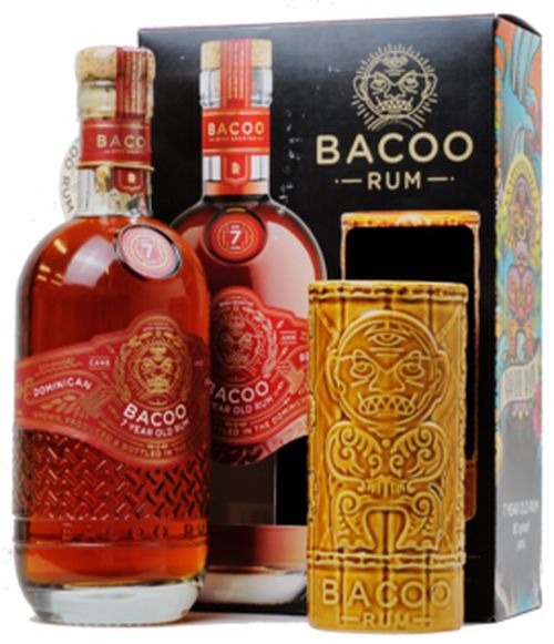 Bacoo 7YO + TIKI kerámia pohárral 40% 0,7L