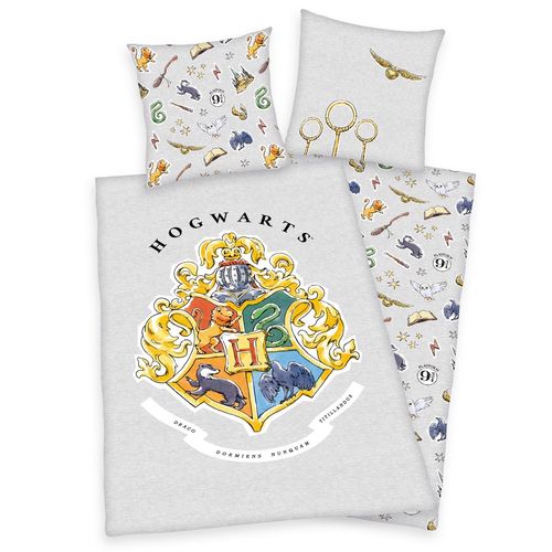 Harry Potter pamut ágynemű, szürke, 140 x 200 cm, 70 x 90 cm
