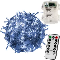 VOLTRONIC® Fényfüzér 100 LED Hideg fehér 3AA elem + vezérlő