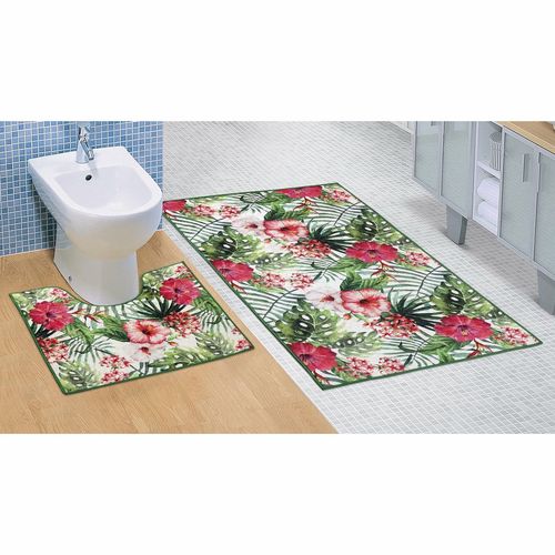 Bellatex Hibiszkusz 3D fürdőszobai szőnyeg szett, 60 x 100 cm, 60 x 50 cm