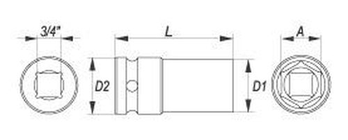 Cattara Hatszögletű dugókulcs 3/4 30 mm CrMo