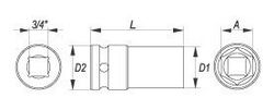 Cattara Hatszögletű dugókulcs 3/4 30 mm CrMo