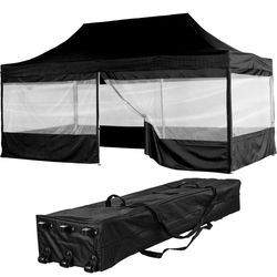 INSTENT PRO Kerti pavilon Fekete 3 x 6 m + 4 oldalfal