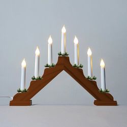 Adventi gyertyatartó húzott izzóval LED Filament, tölgy