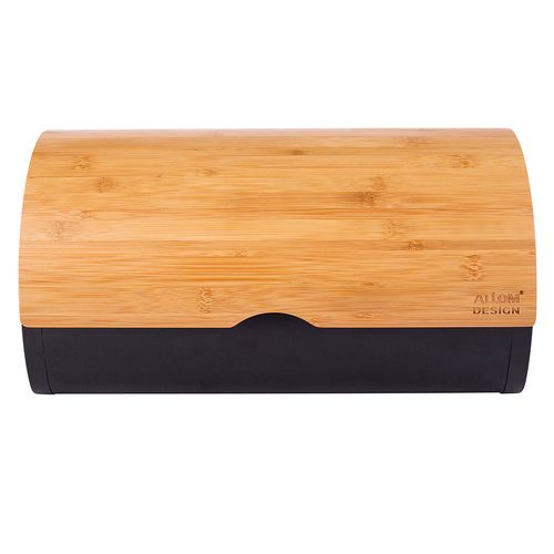 Altom Kenyértartó bambusz fedővel 37,7 x 24,3 x 20,4 cm, fekete